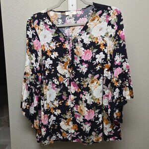Women's UMGEE Floral Top with Butterfly sleeve